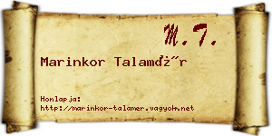 Marinkor Talamér névjegykártya